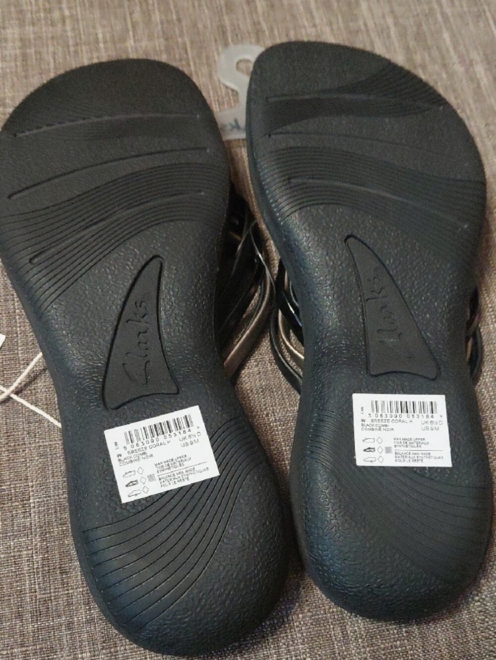 Clarks Women's Black and Bronze Woven-Strap Cloudsteppers Sandals SIZE 9 - Picture 6 of 10